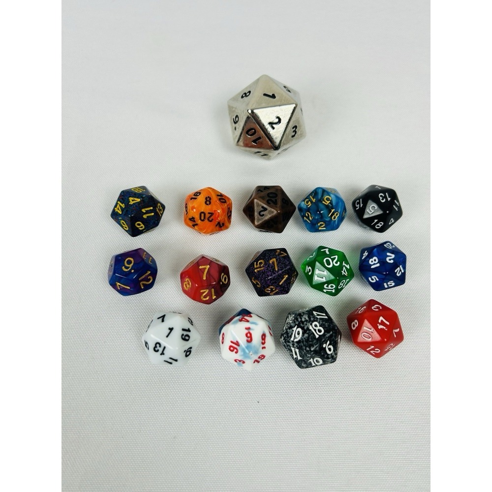 Lot of 15 Dungeons & Dragons Dice D&D Armory Vintage d20 Set Multi-Color